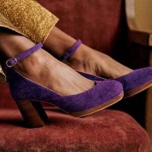 Sezane Purple Suede Heels